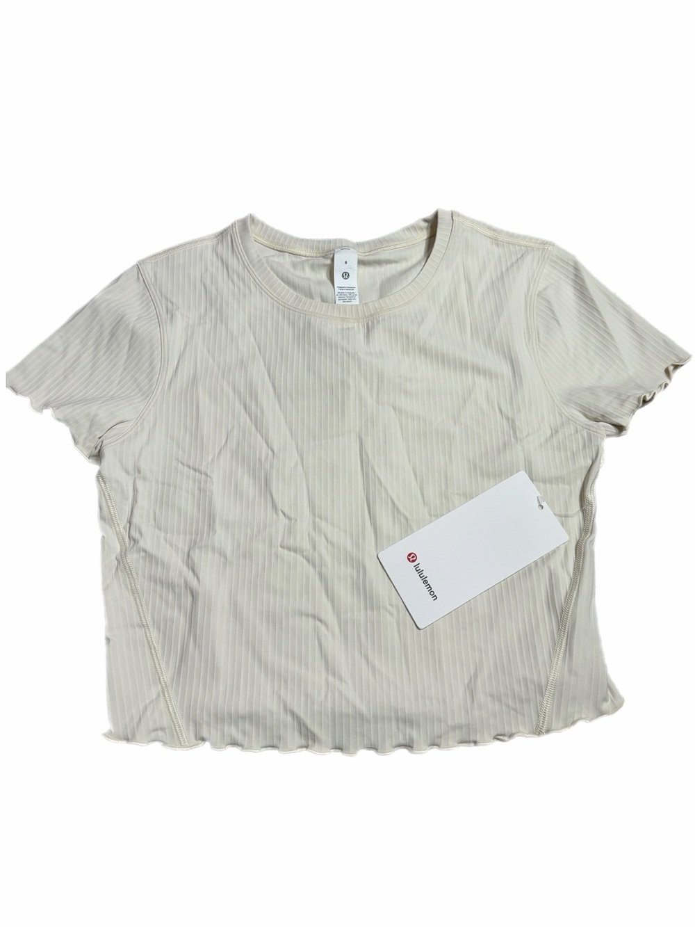 NWT Lululemon Align Lettuce-Hem Baby Tee *Ribbed (Light Ivory) Size 8